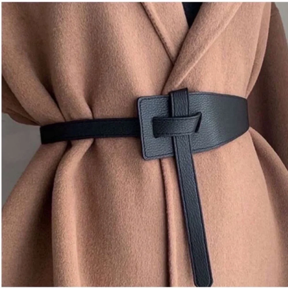 New! Black Leather Wrap Belt (OS) NWOT